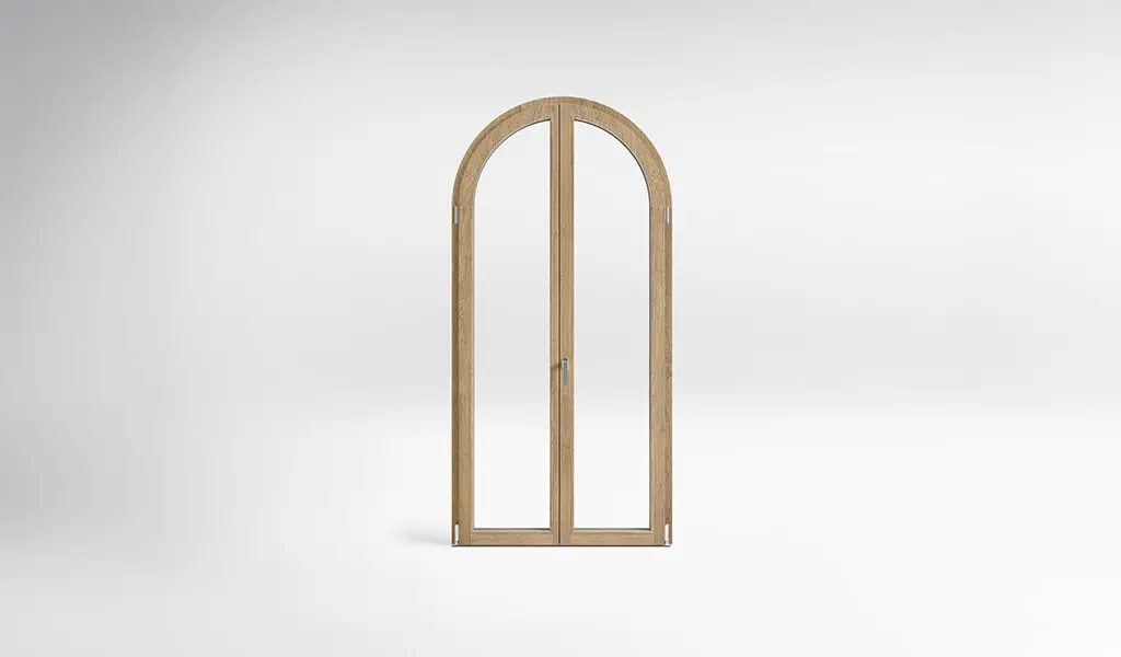 Porta finestra ad arco in legno